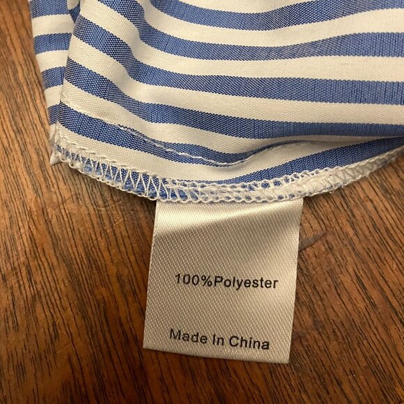 Blue and White Vertical Stripe Dress - Picture 6 of 7